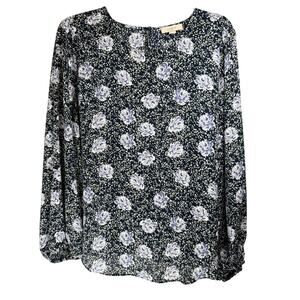 LOFT Floral Print Long-Sleeve Blouse - Feminine & Flowy